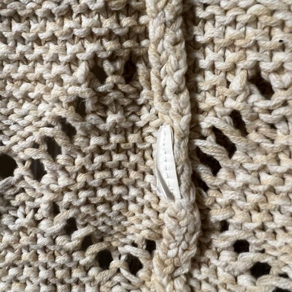 Lucky Brand Women’s Crochet Knit Cardigan Sweater Beige Cotton Blend S - Picture 4 of 14